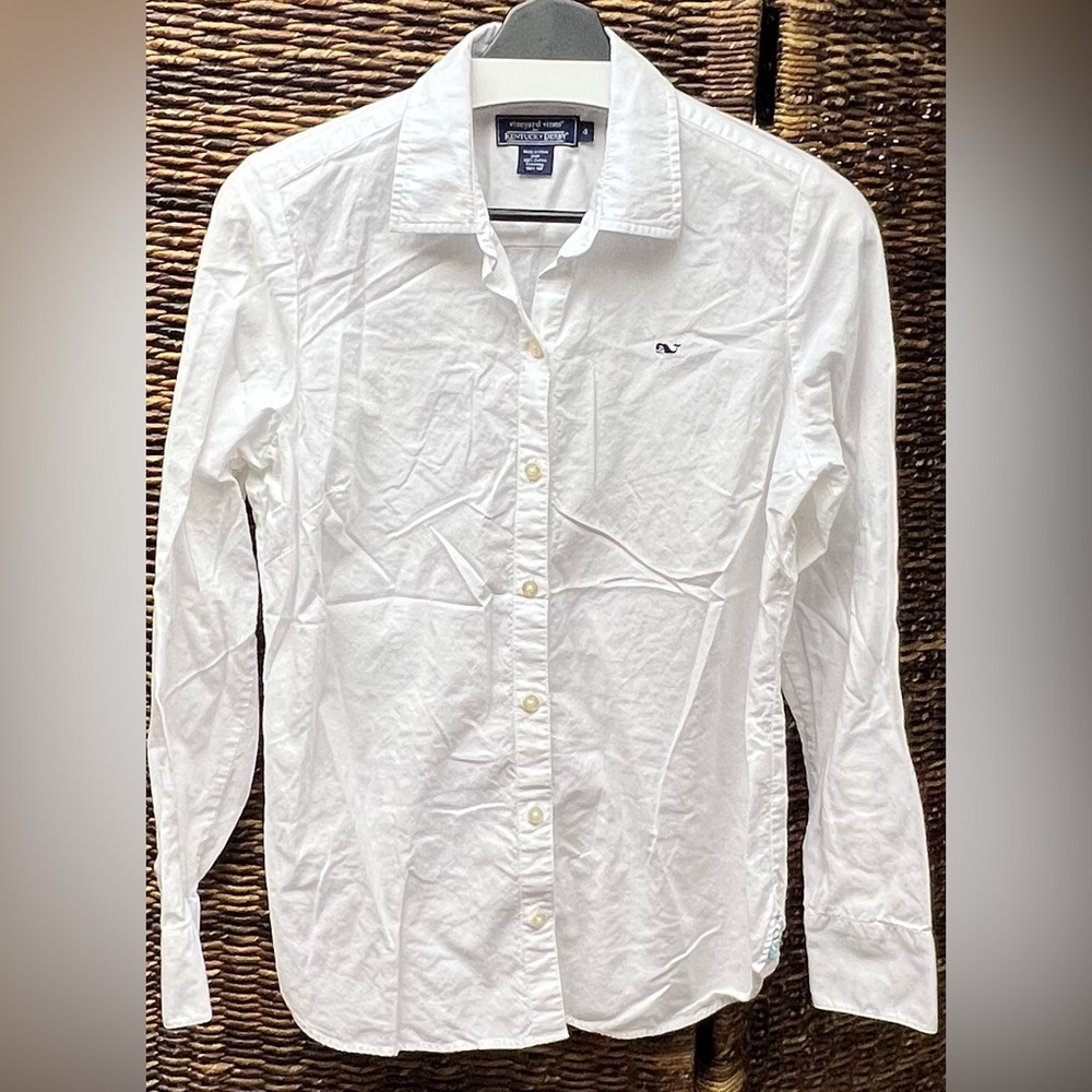 Vineyard Vines x Kentucky Derby, Women's White Button Down Shirt, Size:4